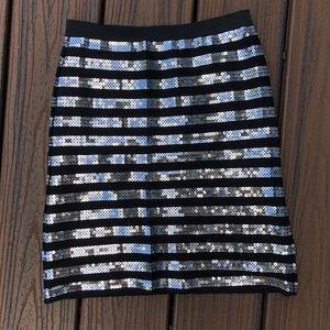 Black Sequin Pencil Skirt